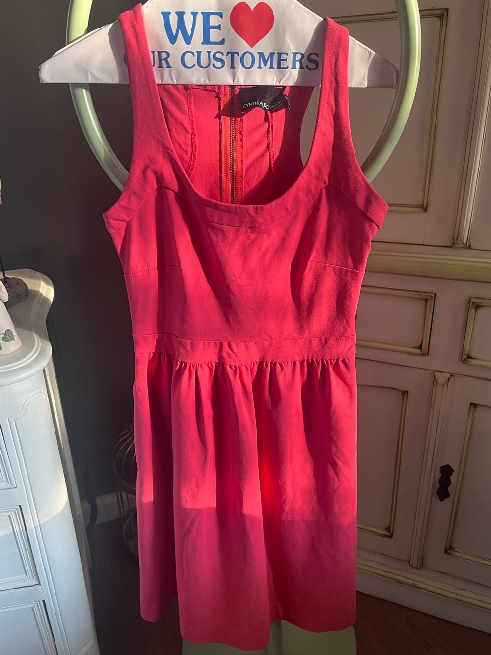 Cynthia Crowley Coral Sleeveless Scoop Neck Fit & Flare Dress